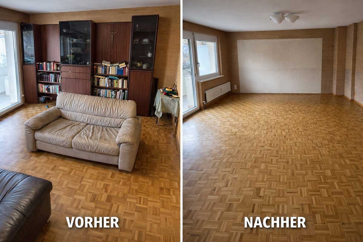Vorher und nachher Beispiel einer Entrümpelung in Mürzzuschlag