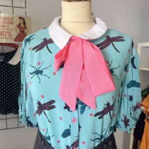 Hell Bunny - Damen Bluse - Insekten-Muster und pinker Schleife