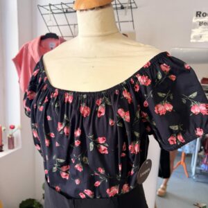 Schwarzes Damen Shirt - Blumenmuster