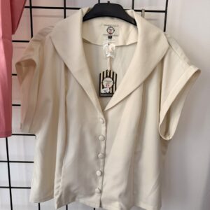 Banned Retro – Damen Bluse creme kurzarm