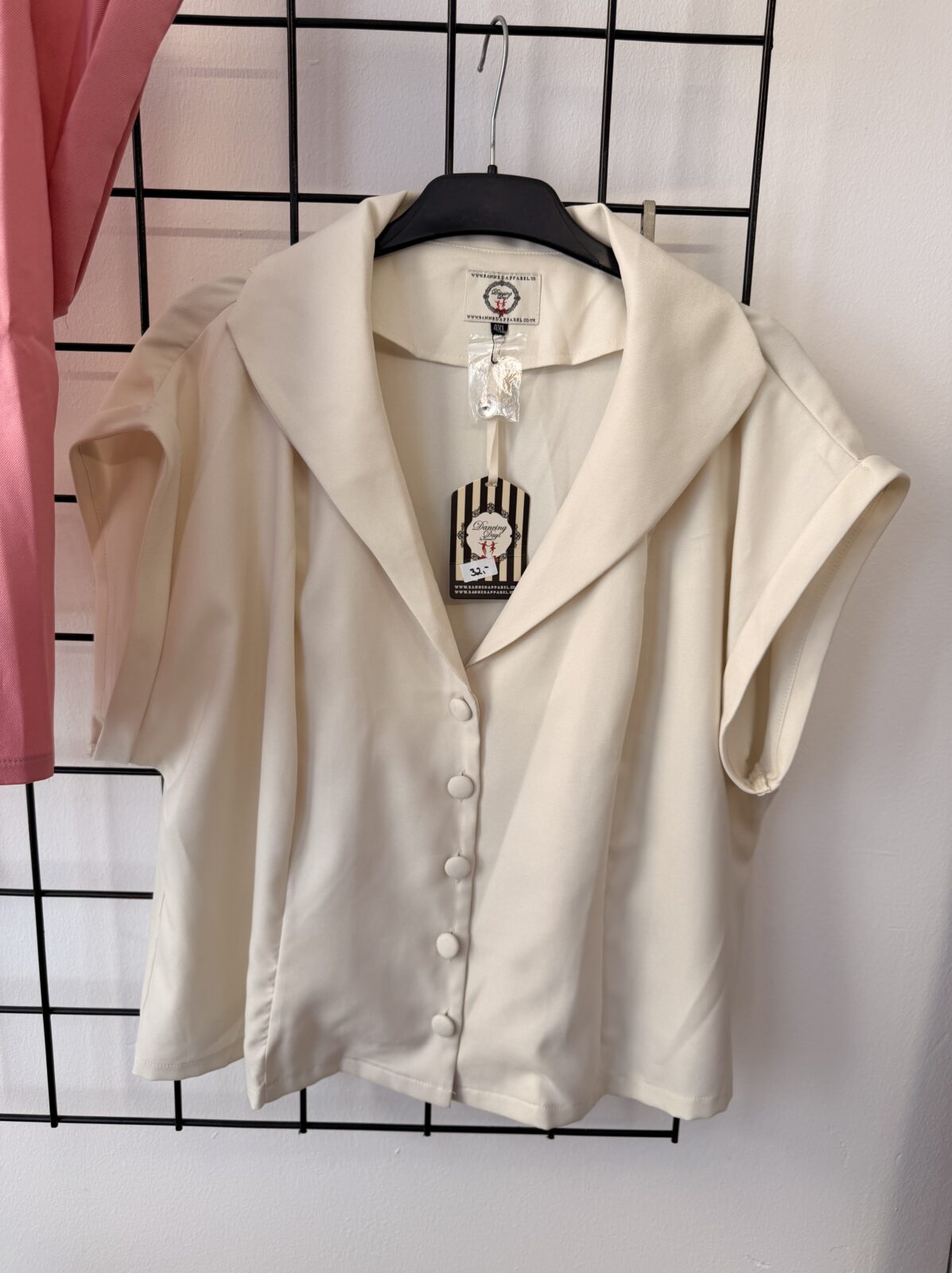 Banned Retro – Damen Bluse creme kurzarm