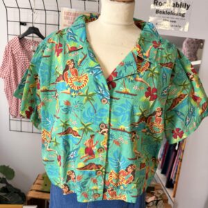 Queen Kerosin Damen Hemdbluse - hawaiianischem Alloverprint