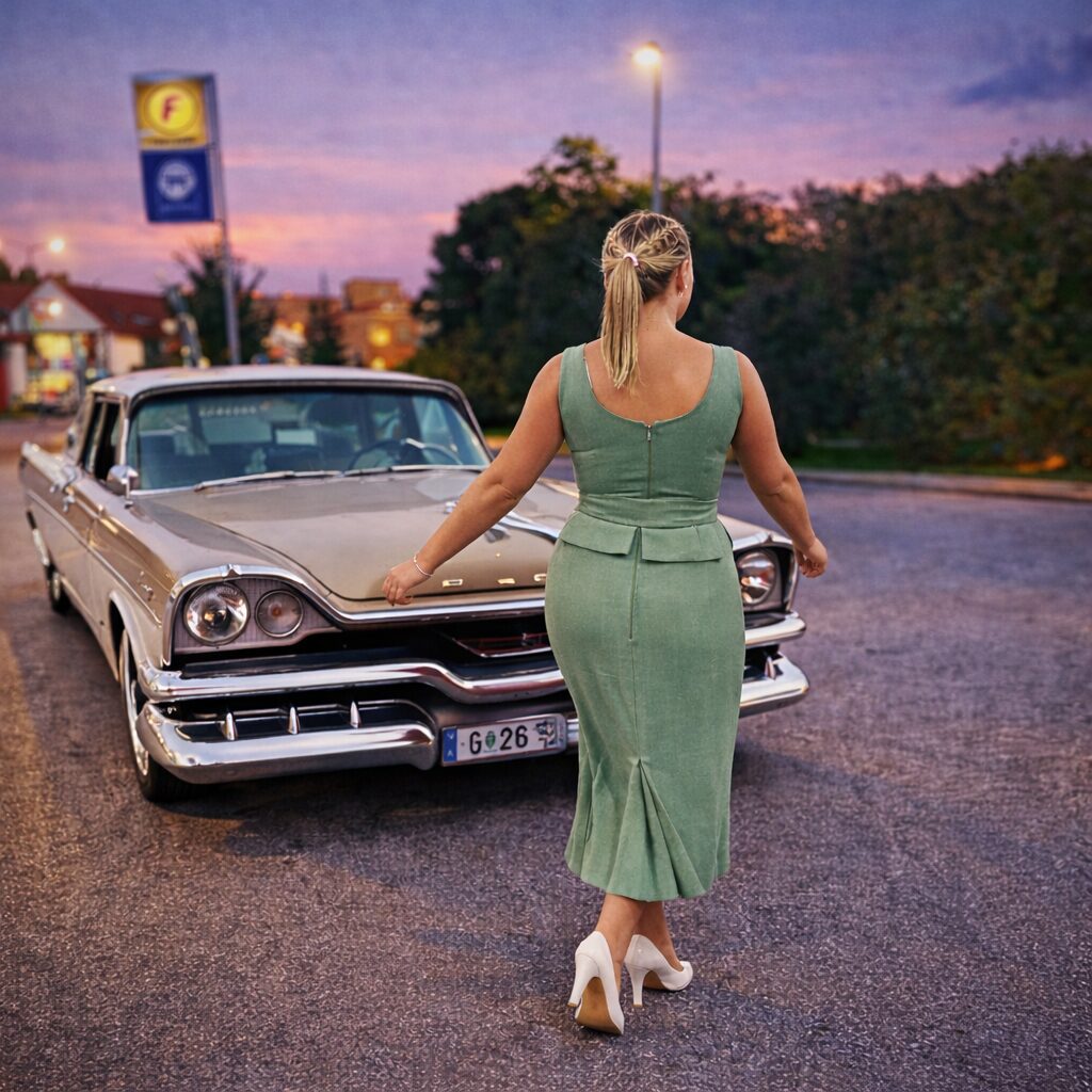 Miss Candyfloss Damen Kleid hellblau mit Schößchen & Gürtel – Bild 11