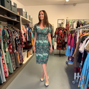 Sheen - Bleistiftkleid mit Taschen grün gemustert