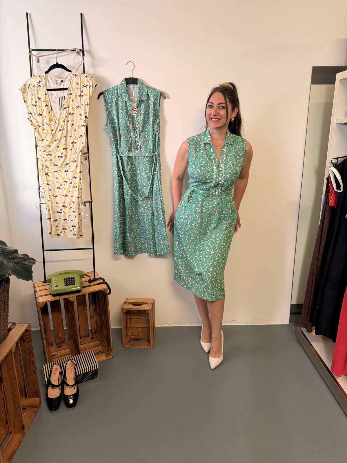 Rockn Romance Vintage - Damen Kleid Grün Ärmellos