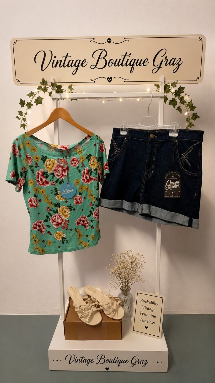 Banned Damen Shirt Grün u. Blumenmuster – Bild 7