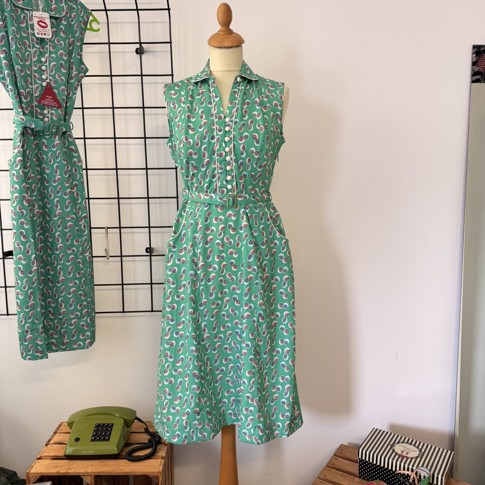 Rockn Romance Vintage - Damen Kleid Grün Ärmellos – Bild 5