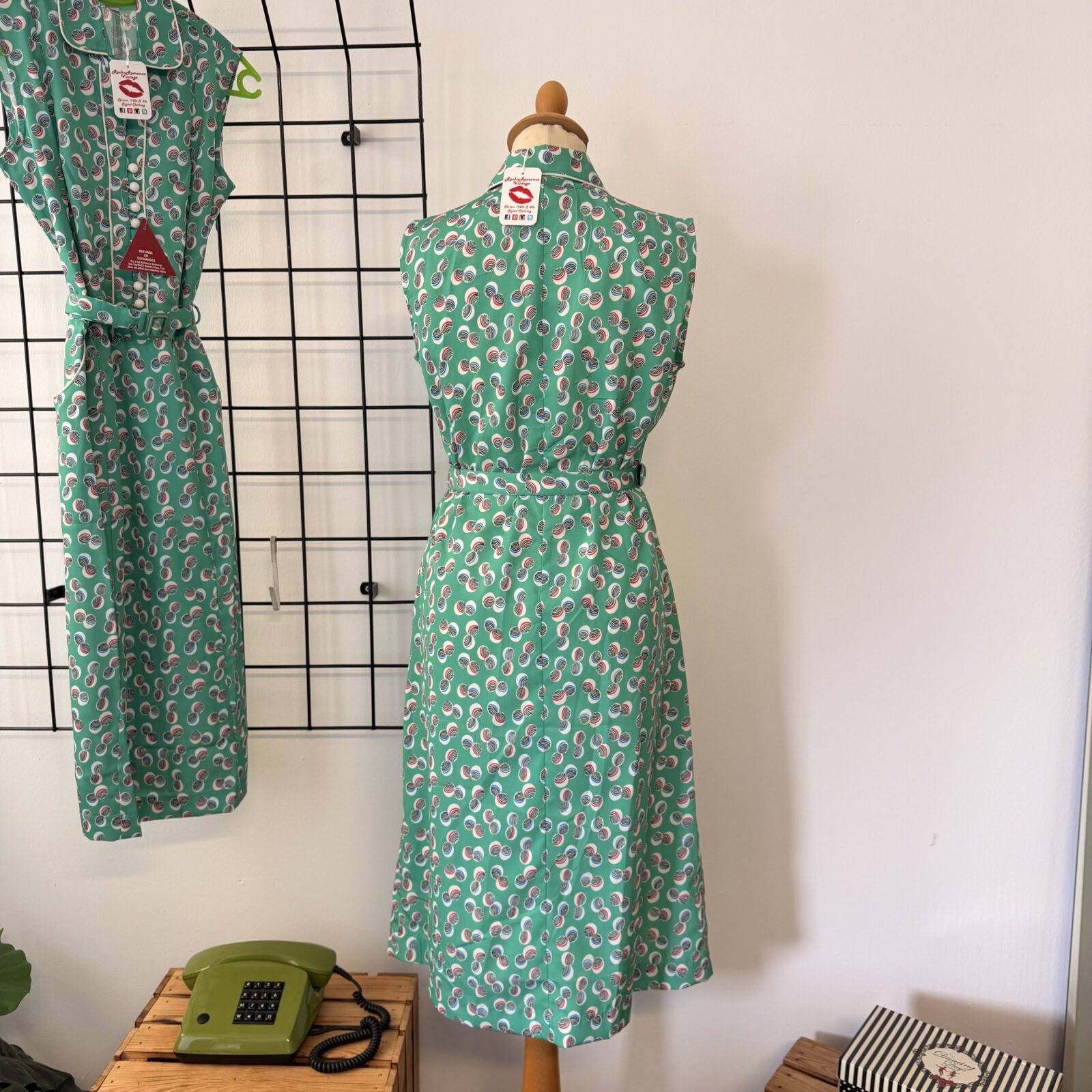 Rockn Romance Vintage - Damen Kleid Grün Ärmellos – Bild 6