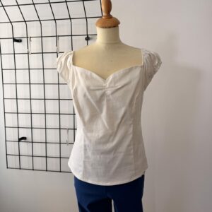 Banned Damen Vintage Top weiß mit Puffärmeln - L
