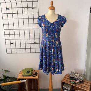 Banned Damen Kleid blau mit Meerjungfrauen-Seepferdchen-Print