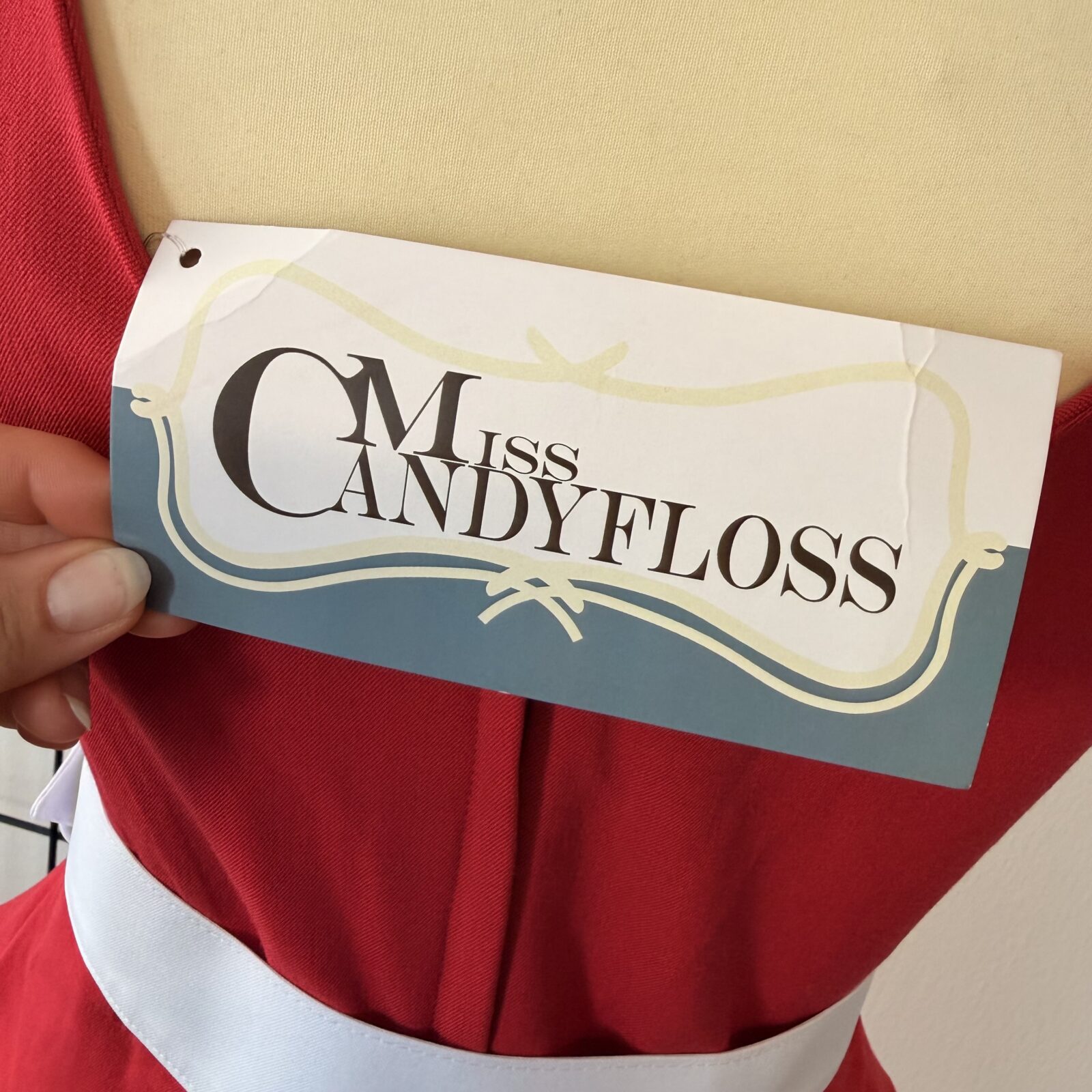 Miss Candyfloss Damen Kleid rot mit Gürtel & Schößchen – Bild 10