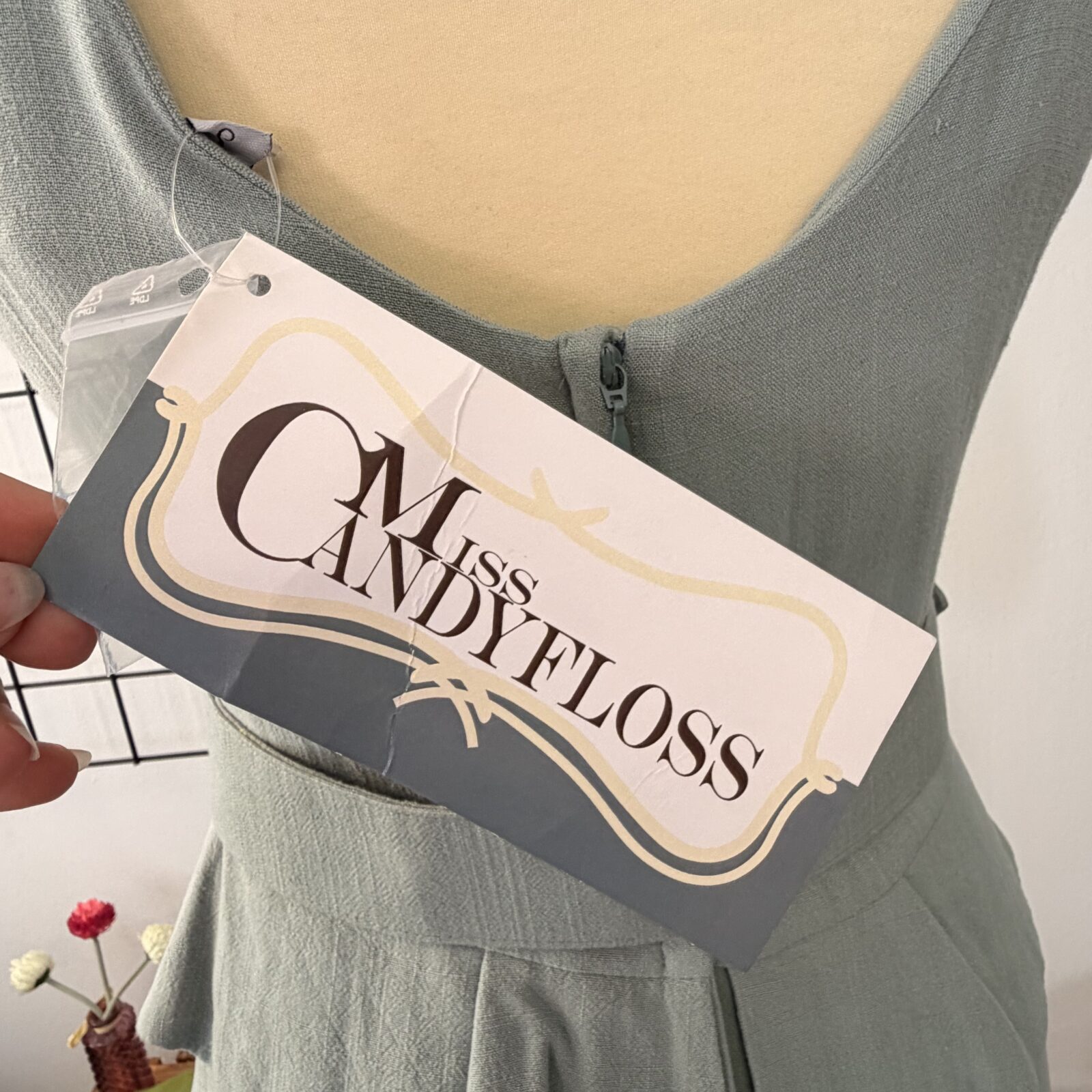 Miss Candyfloss Damen Kleid hellblau mit Schößchen & Gürtel – Bild 9