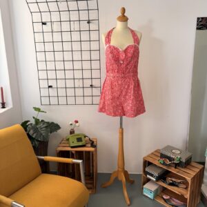Timeless Damen Jumpsuit Kurz Rot Weiß