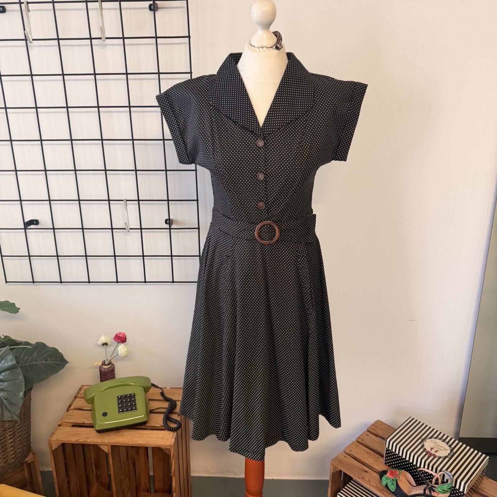 Banned Damen Kleid Schwarz Weiß Punkte - S – Bild 2