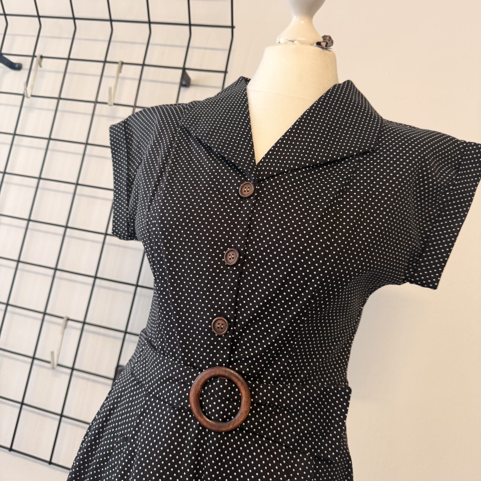 Banned Damen Kleid Schwarz Weiß Punkte - S – Bild 4