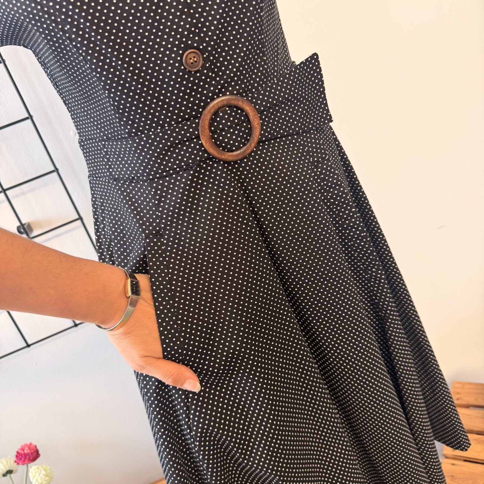 Banned Damen Kleid Schwarz Weiß Punkte - S – Bild 5