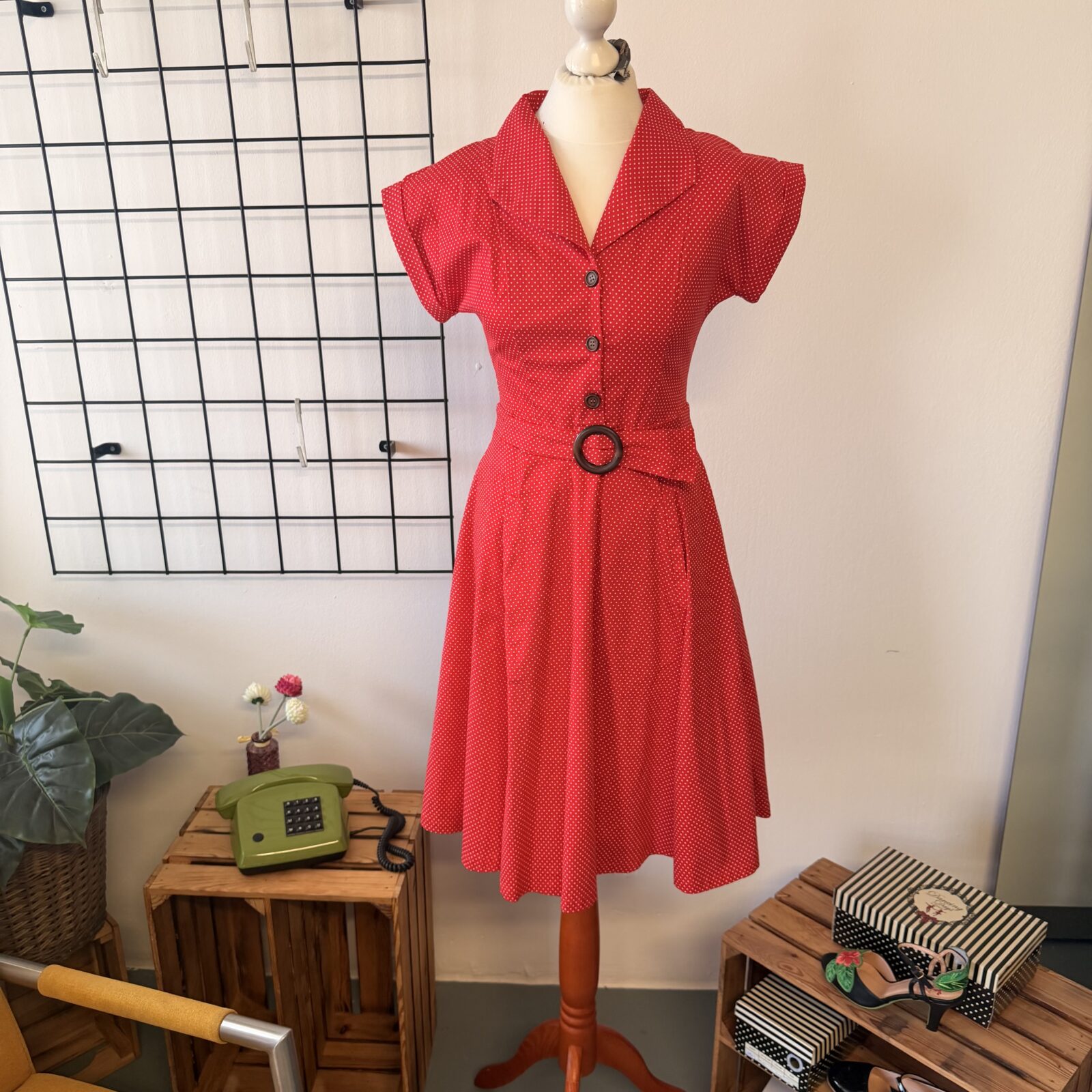 Banned Damen Kleid Rot Weiß Punkte - S – Bild 2