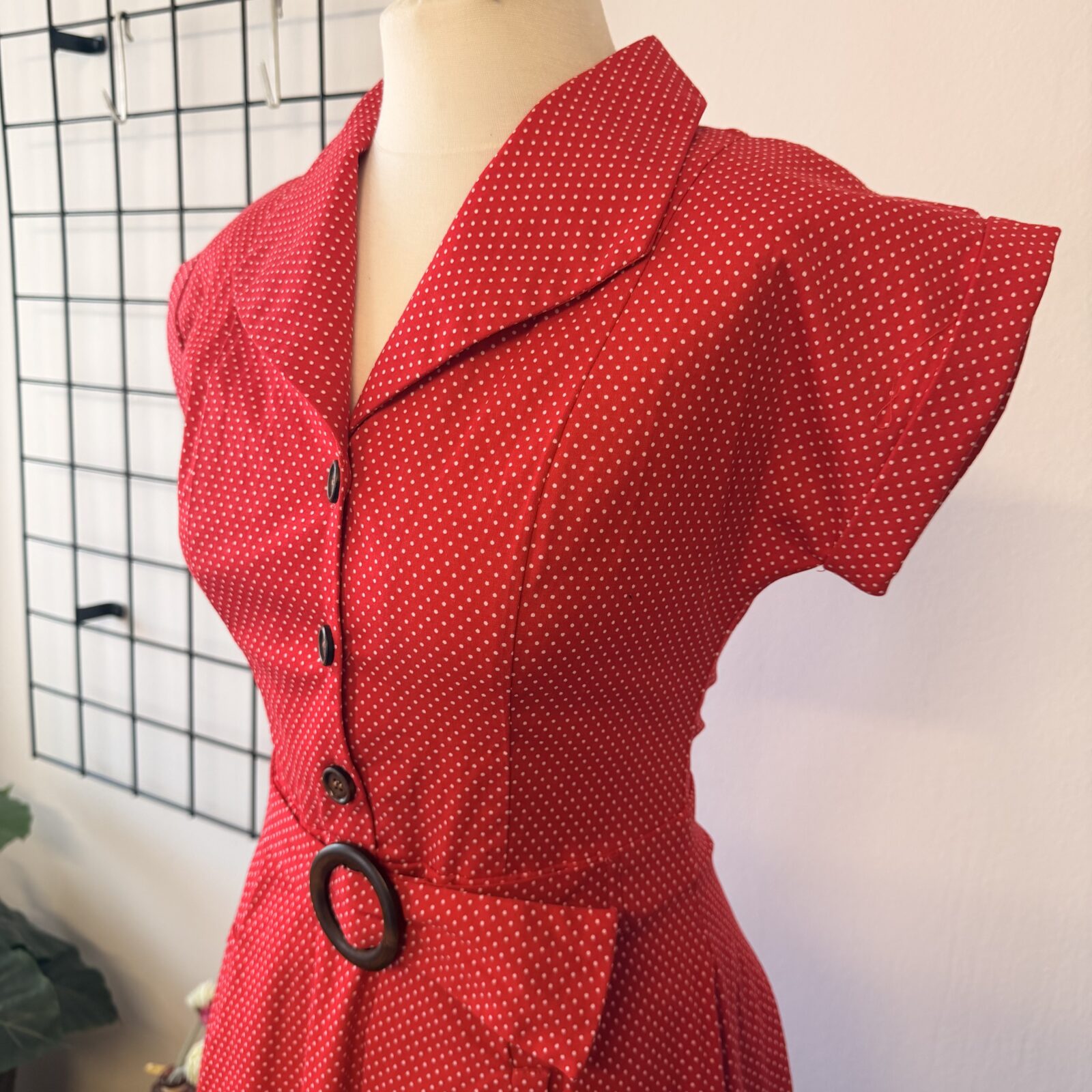 Banned Damen Kleid Rot Weiß Punkte - S – Bild 4