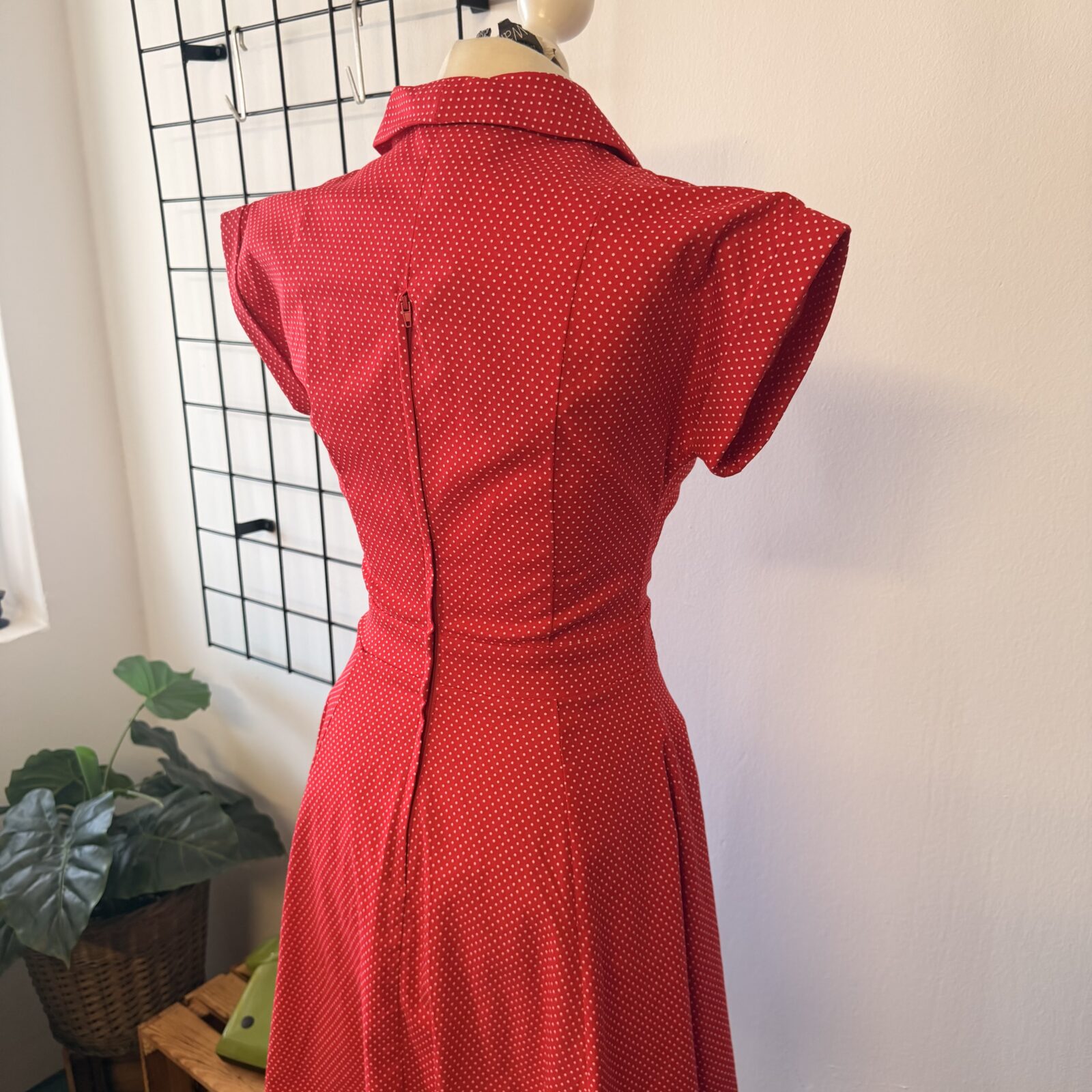 Banned Damen Kleid Rot Weiß Punkte - S – Bild 6