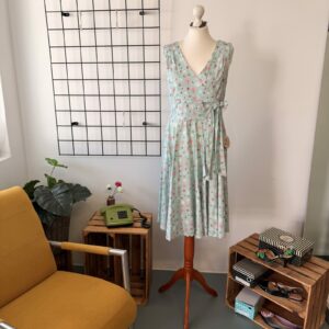 Timeless Damen Kleid Mint Blumen, Schleife - M