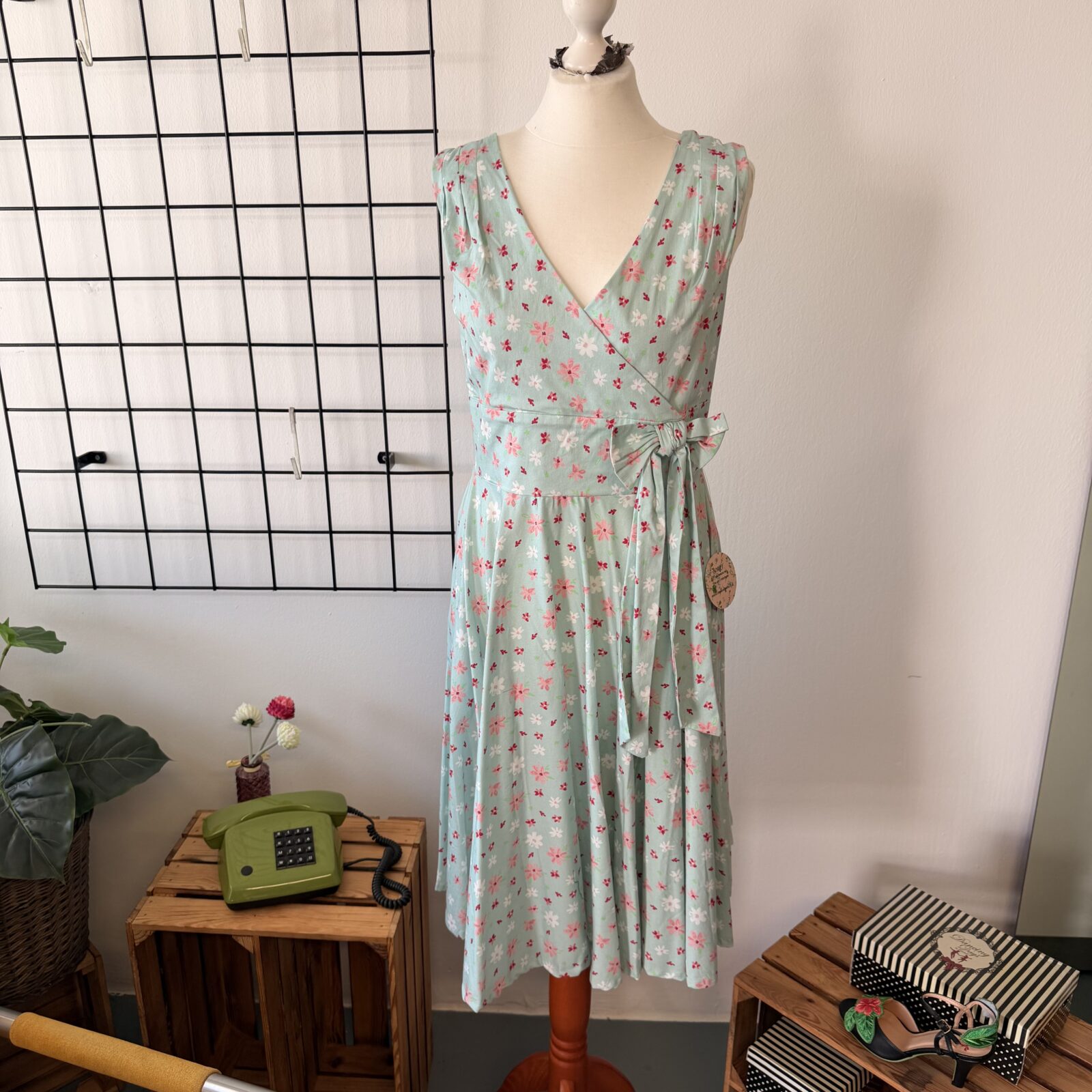 Timeless Damen Kleid Mint Blumen, Schleife - M – Bild 2