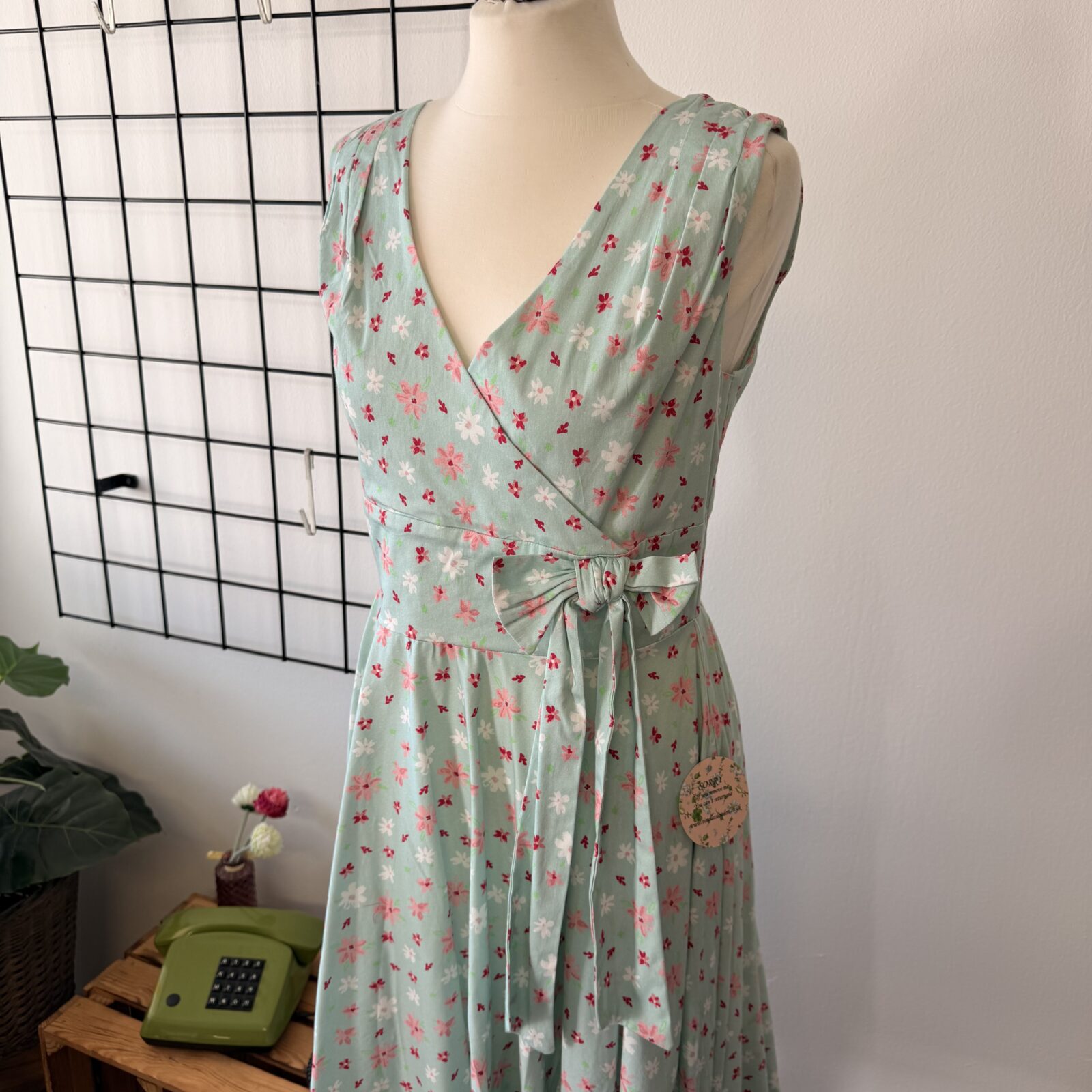 Timeless Damen Kleid Mint Blumen, Schleife - M – Bild 3