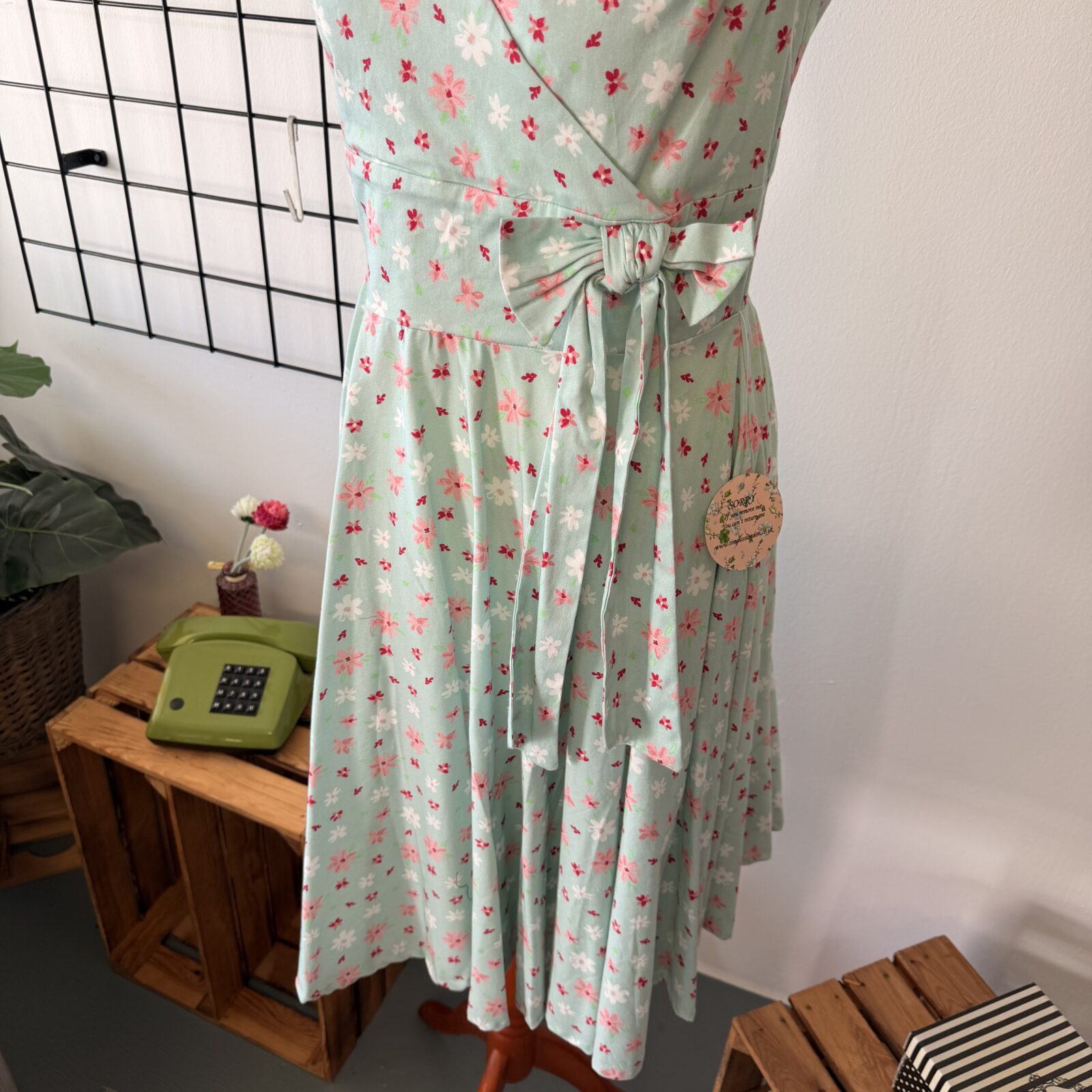 Timeless Damen Kleid Mint Blumen, Schleife - M – Bild 4