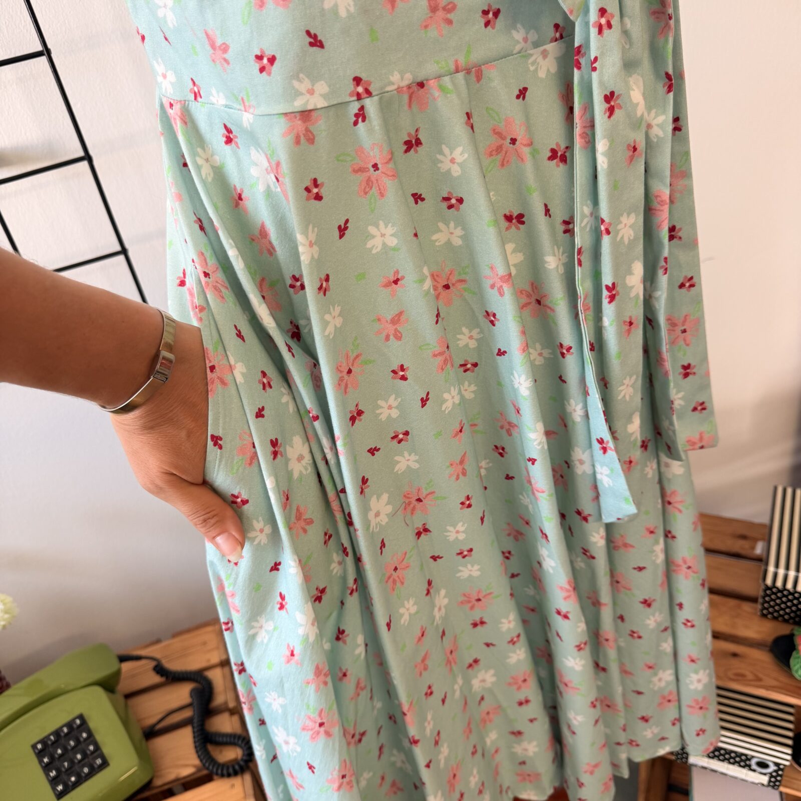 Timeless Damen Kleid Mint Blumen, Schleife - M – Bild 5