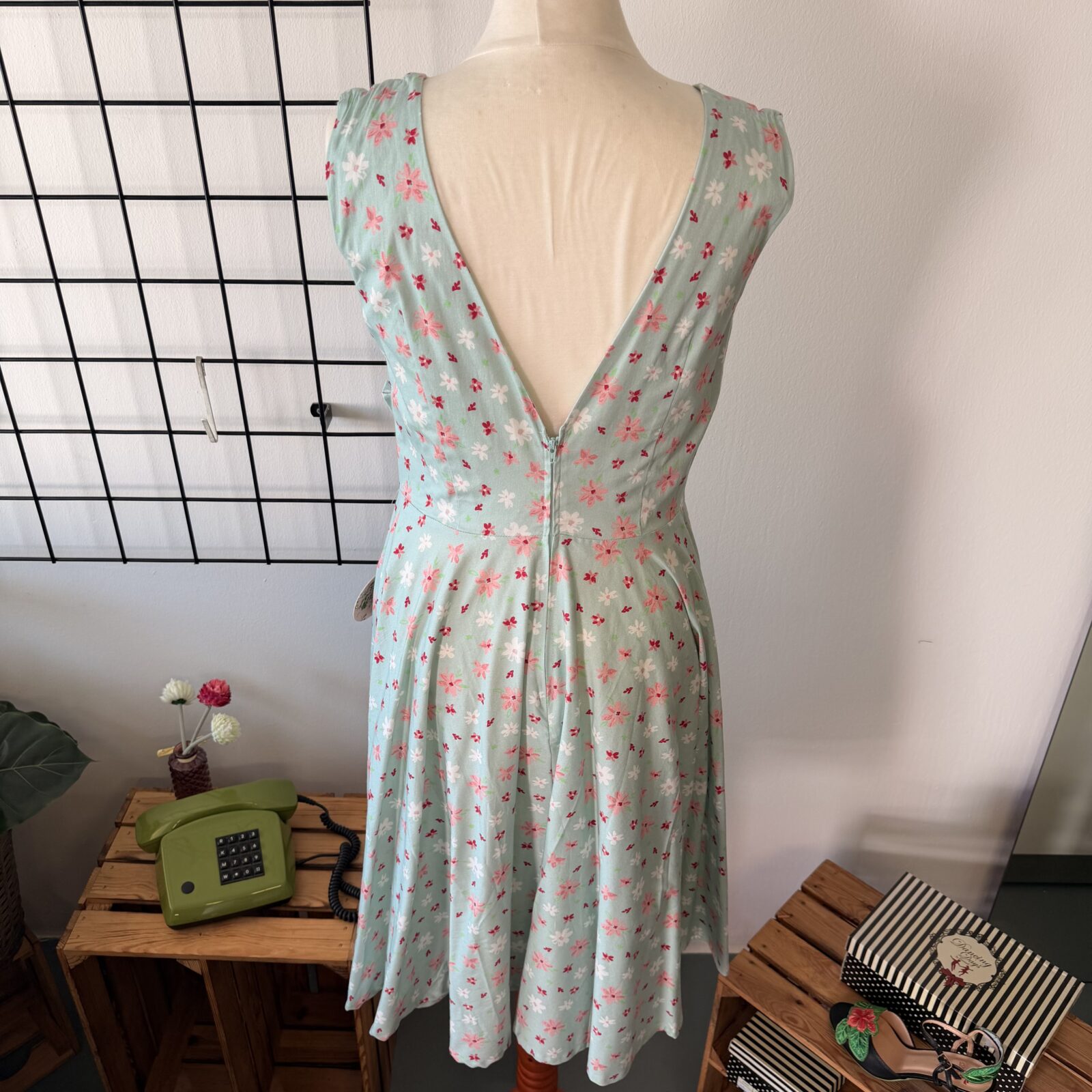 Timeless Damen Kleid Mint Blumen, Schleife - M – Bild 8