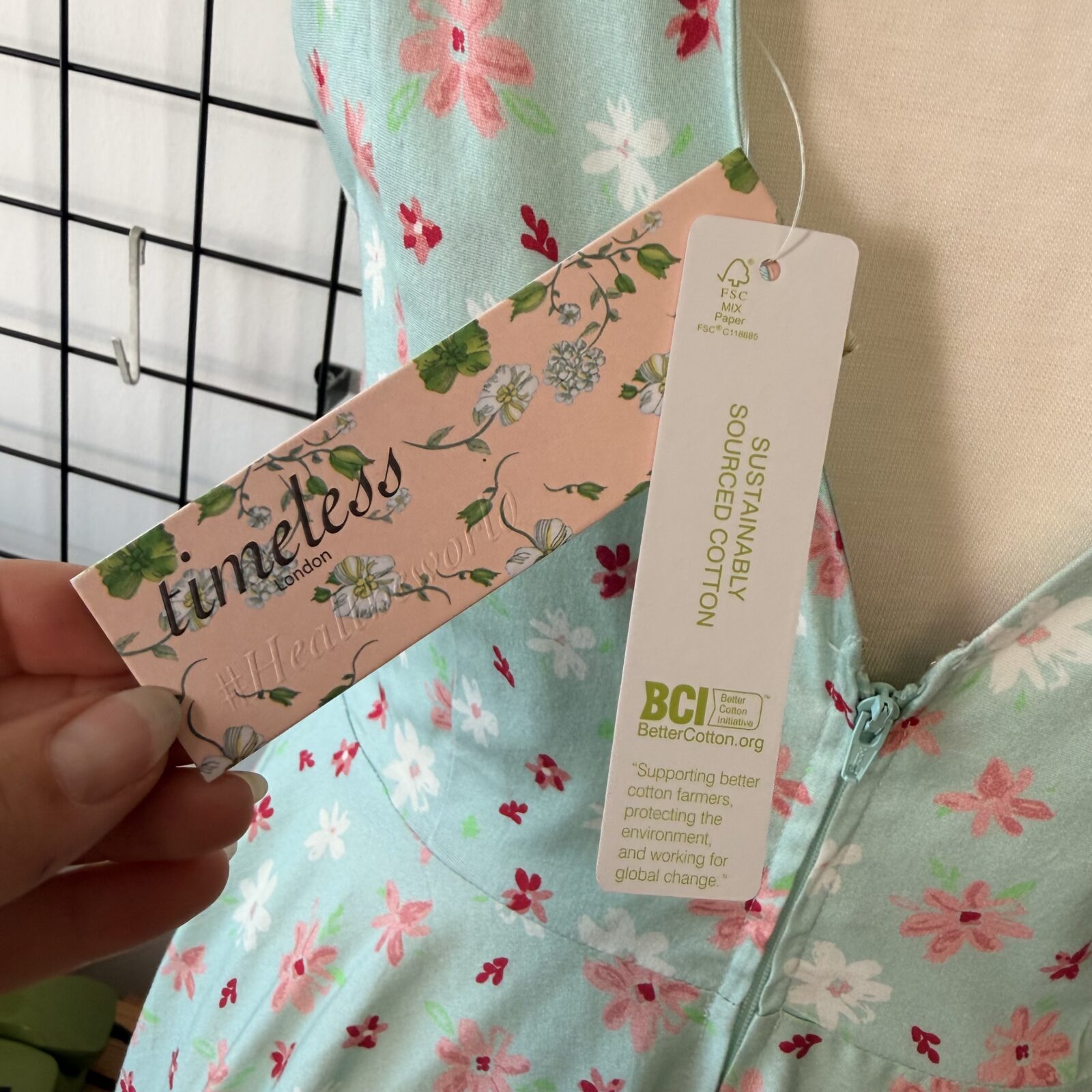 Timeless Damen Kleid Mint Blumen, Schleife - M – Bild 9
