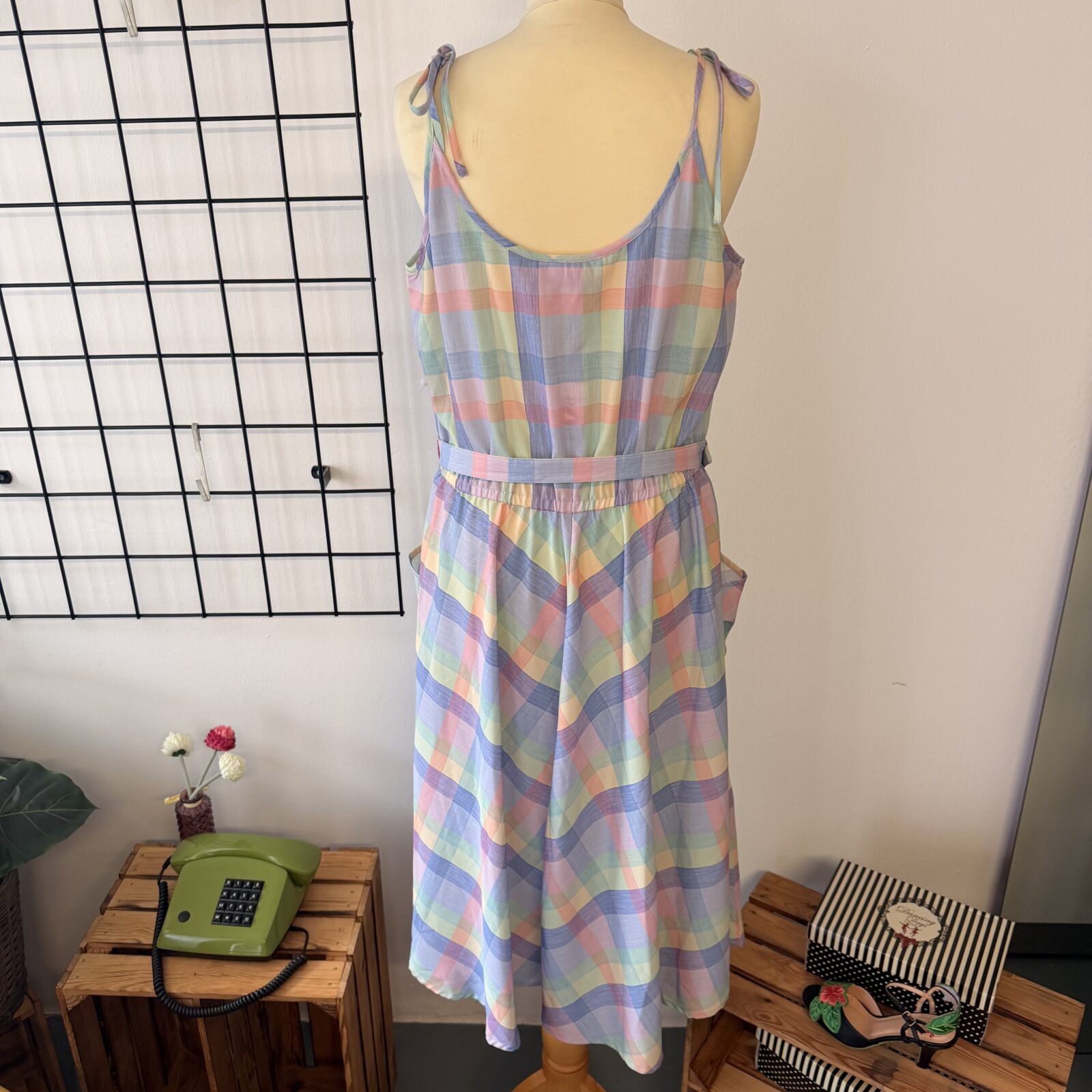 Rockn Romance Vintage Sommerkleid kariert Pastell – 14 / L – Bild 4