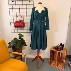 Miss Candyfloss Swingkleid langarm Petrol - M