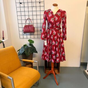 Hearts & Roses Swingkleid rot - rosa Rosen
